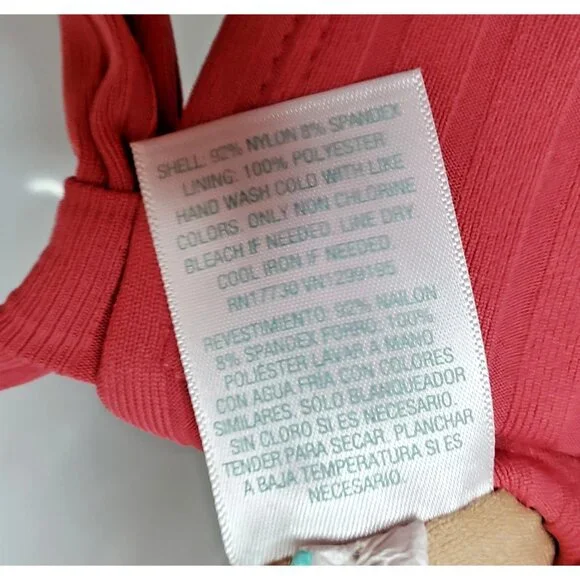 Women's Wide Ribbed Center Ring Medium Coverage One Piece Swimsuit  Kona Sol L - Picture 10 of 11